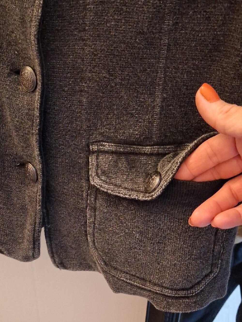 Free People Washed Black Fitted Military Button Jacket Sweatshirt NWOT - Picture 5 of 13